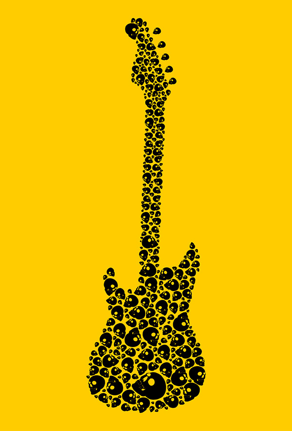 600x884 Rock Music Tattoo Skull Guitar Vector Art On Behance