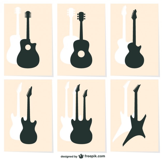 626x626 Guitar Silhouettes Vector Free Download