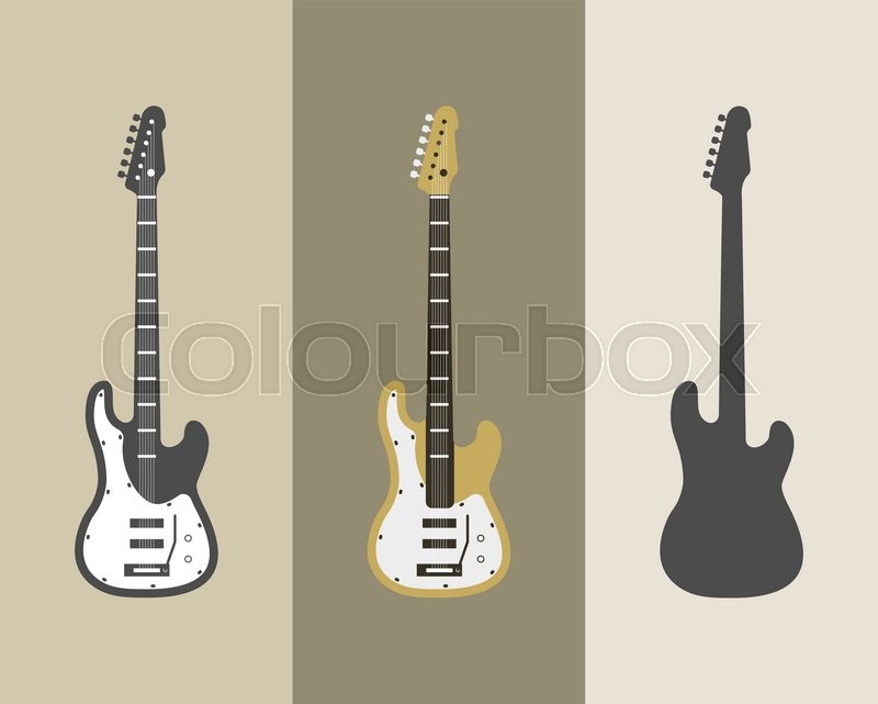 800x641 Electric Guitar Vector Icons Set. Guitar Isolated Icons Vector