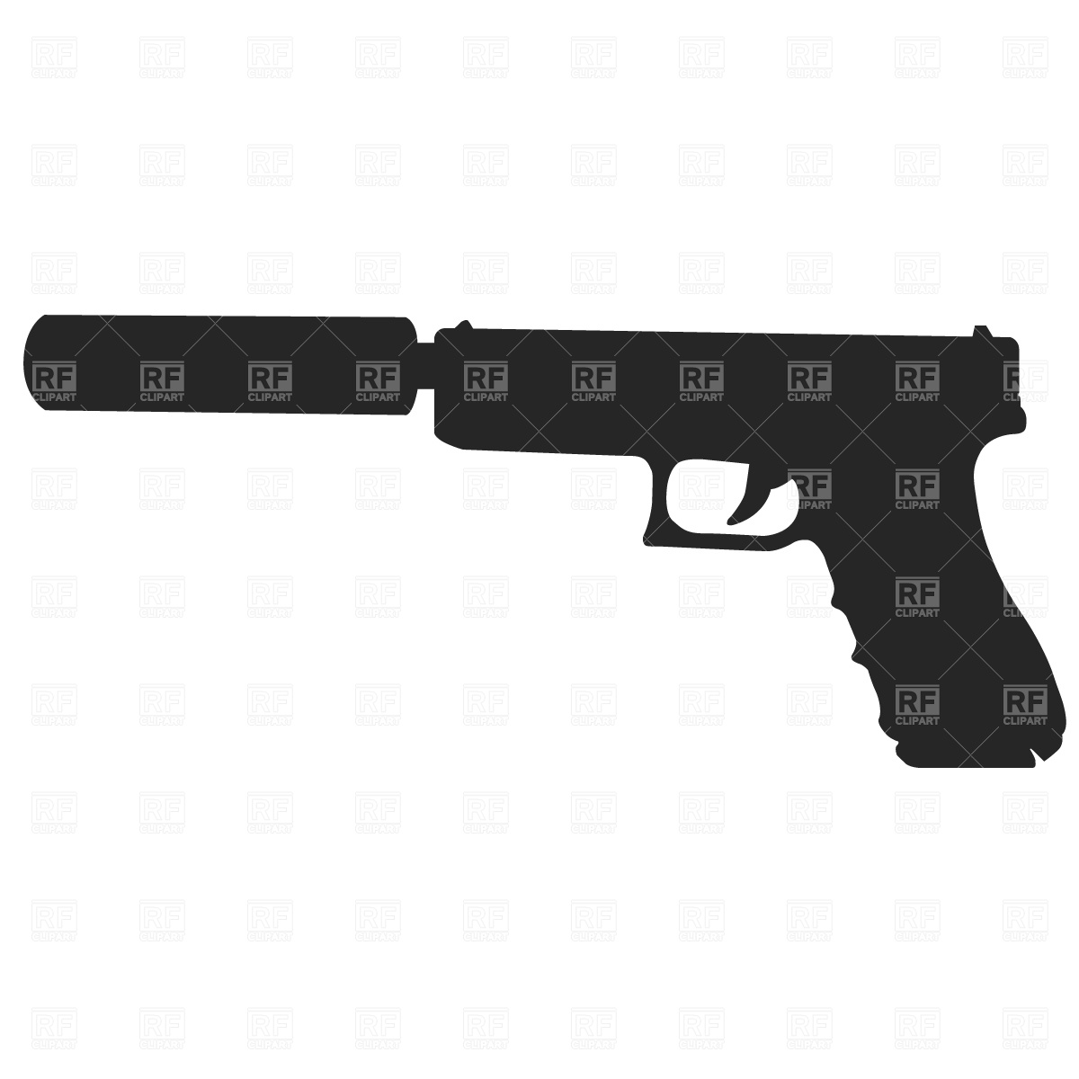 1200x1200 Gun With Silencer Vector Image Vector Artwork Of Objects