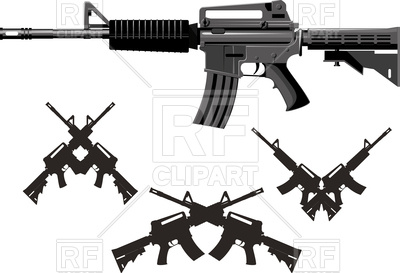 400x273 Silhouette Of Classic American Weapon, Submachine Gun Vector Image