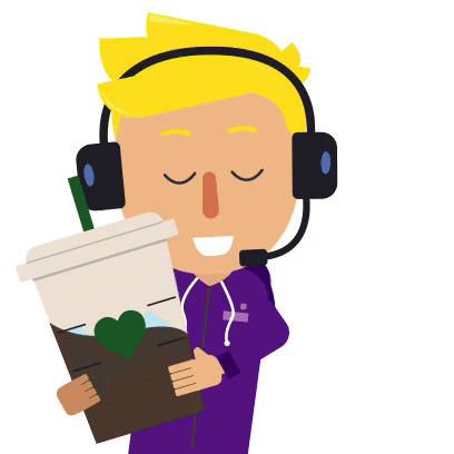 408x408 Animated, Illustration, Cartoon, Coffee, Heart, Guy, Vector