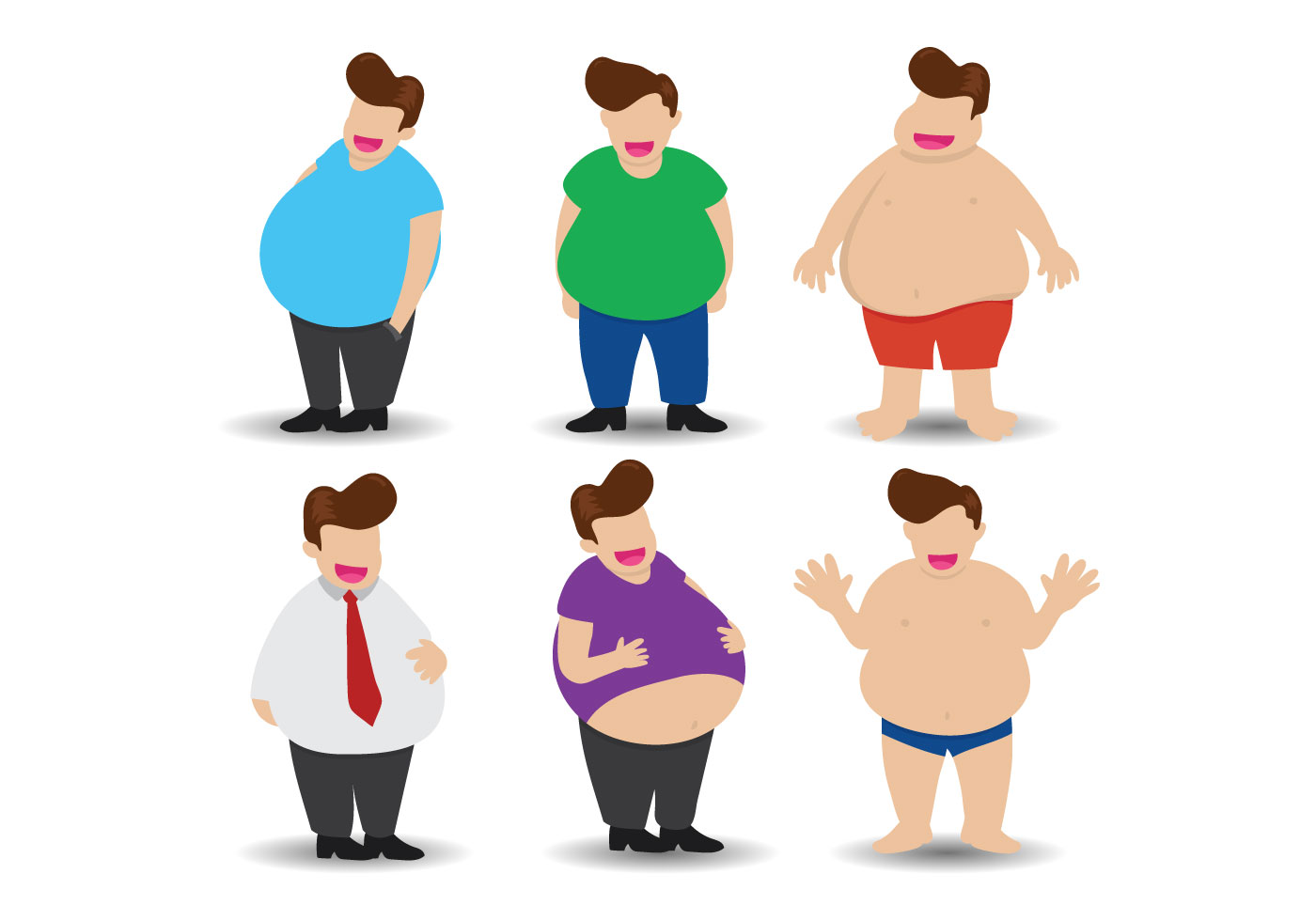 1400x980 Fat Guy Free Vector Art