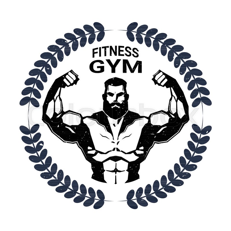 800x800 Fitness Gym Emblem With Strong Athletic Man Bodybuilder Silhouette