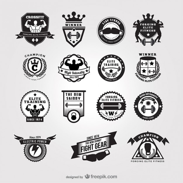 626x626 Black And White Gym Badges Vector Free Vector Download In .ai