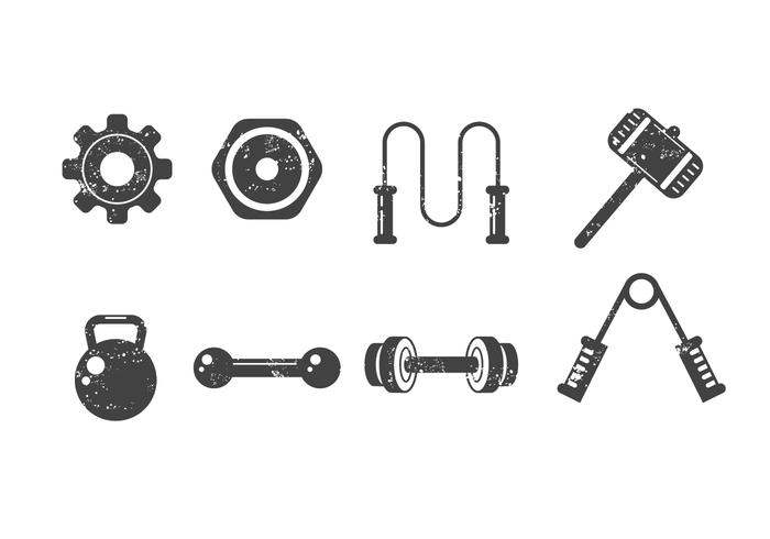 700x490 Free Fitness And Gym Vector Icons With Grunge Style