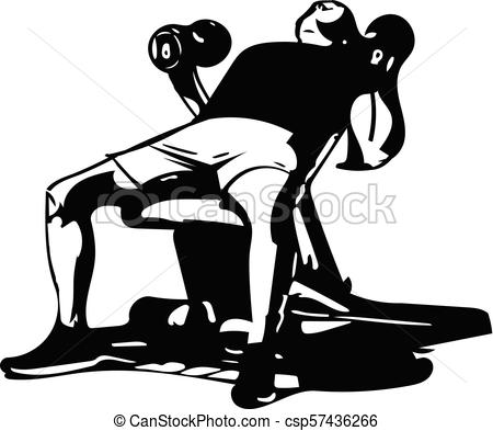 450x393 Man With Barbell Doing Squats In Gym Vector Illustration.