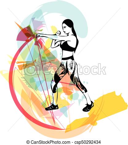416x470 Boxing Training Woman In Gym Vector Illustration.