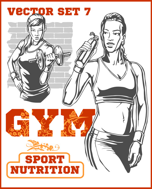 500x623 Fitness Gym Hand Drawn Poster Vector 06 Free Download