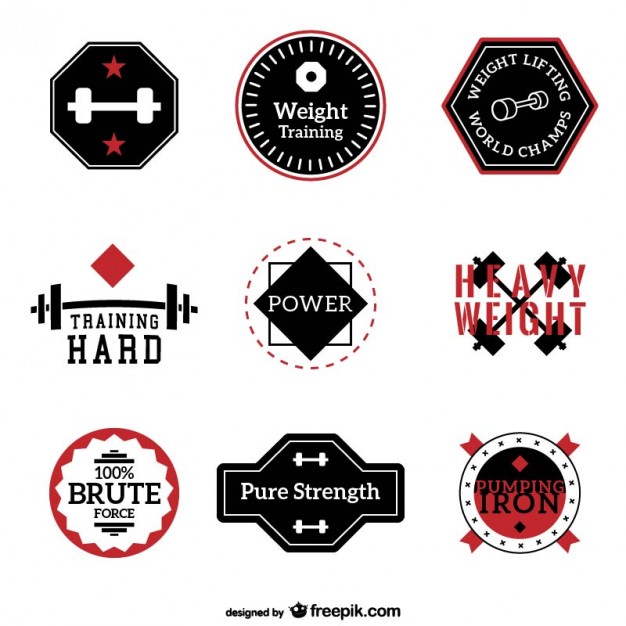 626x626 Fitness And Training Labels Collection Vector Free Download