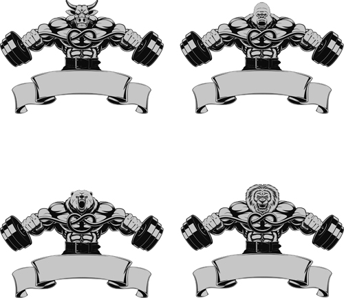 500x434 Animal With Gym Labels Vector Set Free Download