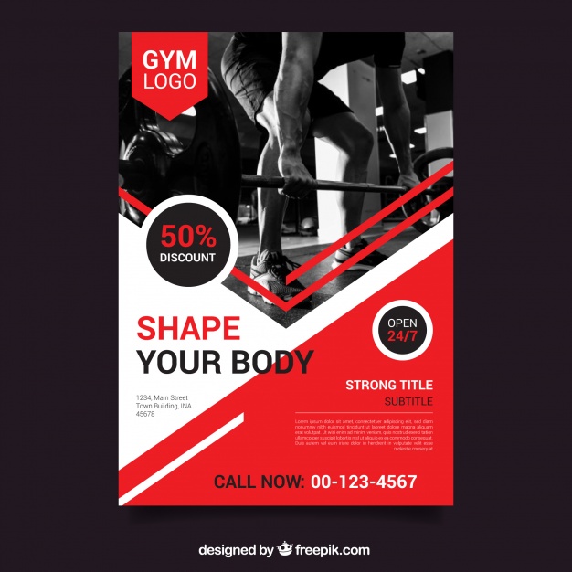 626x626 Free Weightligting Brochure Template Red Gym Flyer Template With