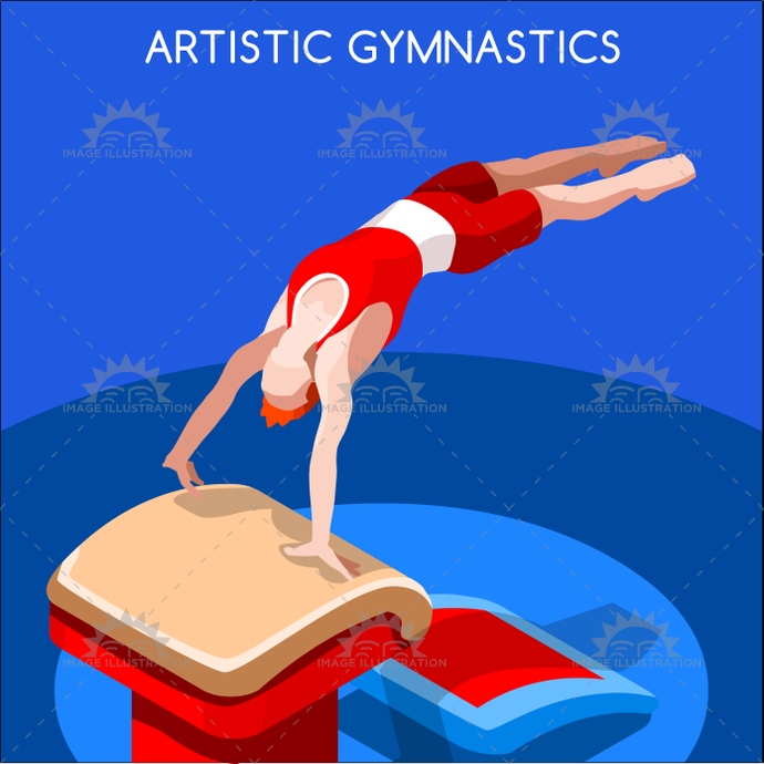 690x690 Gymnastics Vault 2016 Summer Games 3d Vector Illustration