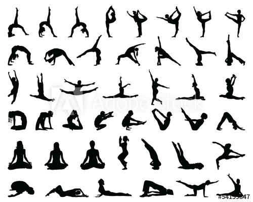 500x400 Silhouettes Of Yoga And Gymnastics Vector