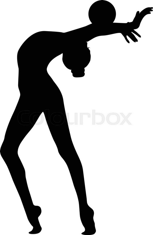 523x800 Black Silhouette Girl Gymnast With Ball Rhythmic Gymnastics