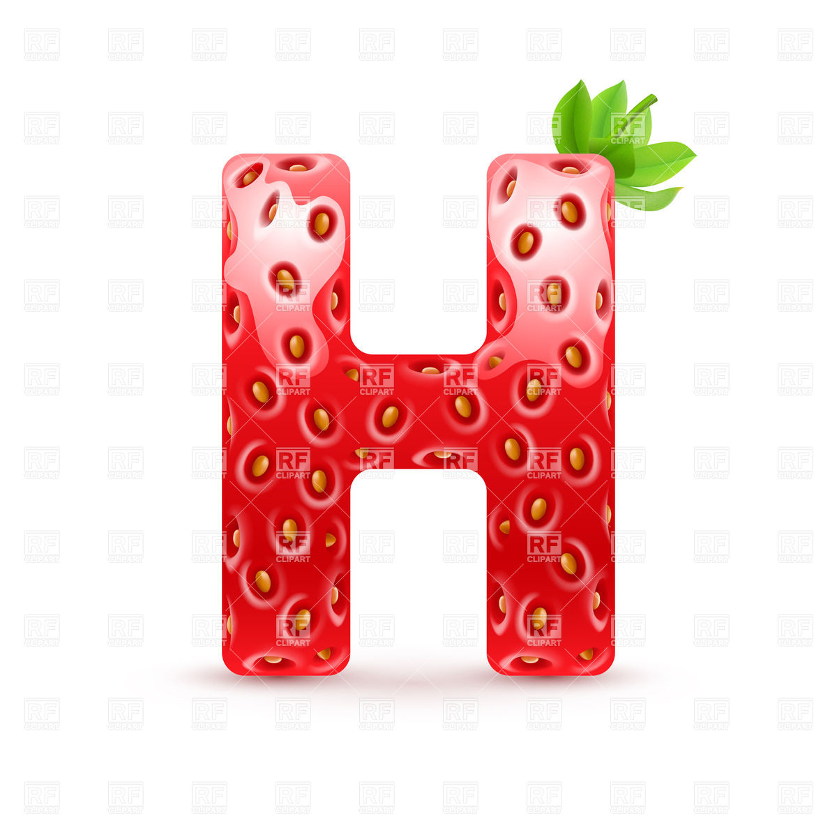 1200x1200 Strawberry Style Font, Letter H Vector Image Vector Artwork Of