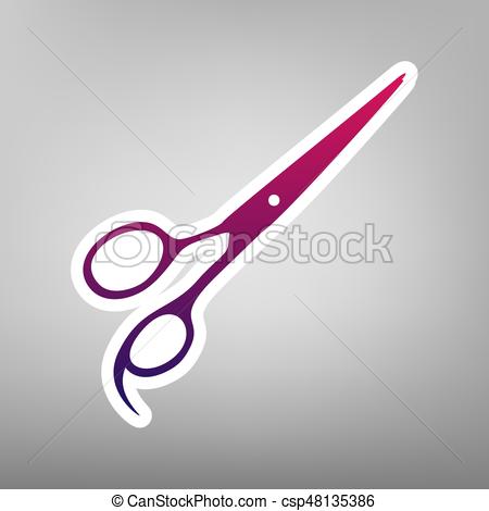 450x470 Hair Cutting Scissors Sign. Vector. Purple Gradient Icon On White