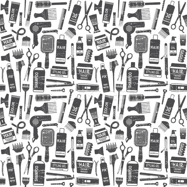 600x600 Hair Styling Related Vector Seamless Pattern Background 4 Vector