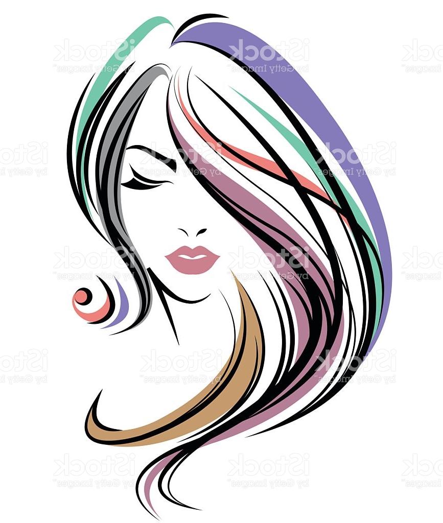 867x1024 Best Hd Women Color Hair Style Face On White Background Vector Image
