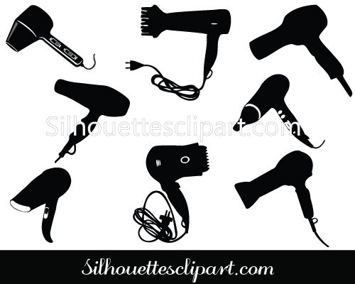 500x400 Hair Dryer Silhouette Vector Graphics Pack Silhouette