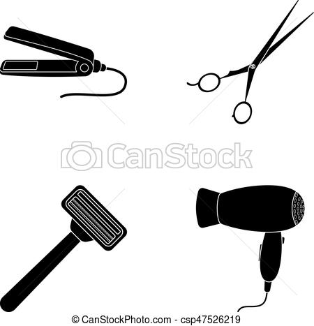 450x467 Hair Dryer, Hair Straightener, Razor. Hairdresser Set Collection
