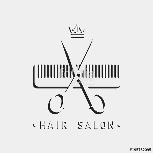 500x500 Hair Salon Logo Scissors Comb And Crown Vector Illustration Stock