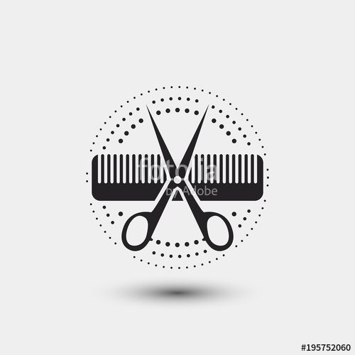 500x500 Hair Salon Logo Scissors Comb Vector Illustration Stock Image And