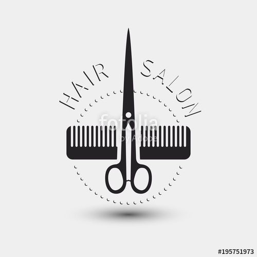 500x500 Scissors Comb Vector Hair Salon Logo Illustration Stock Image And