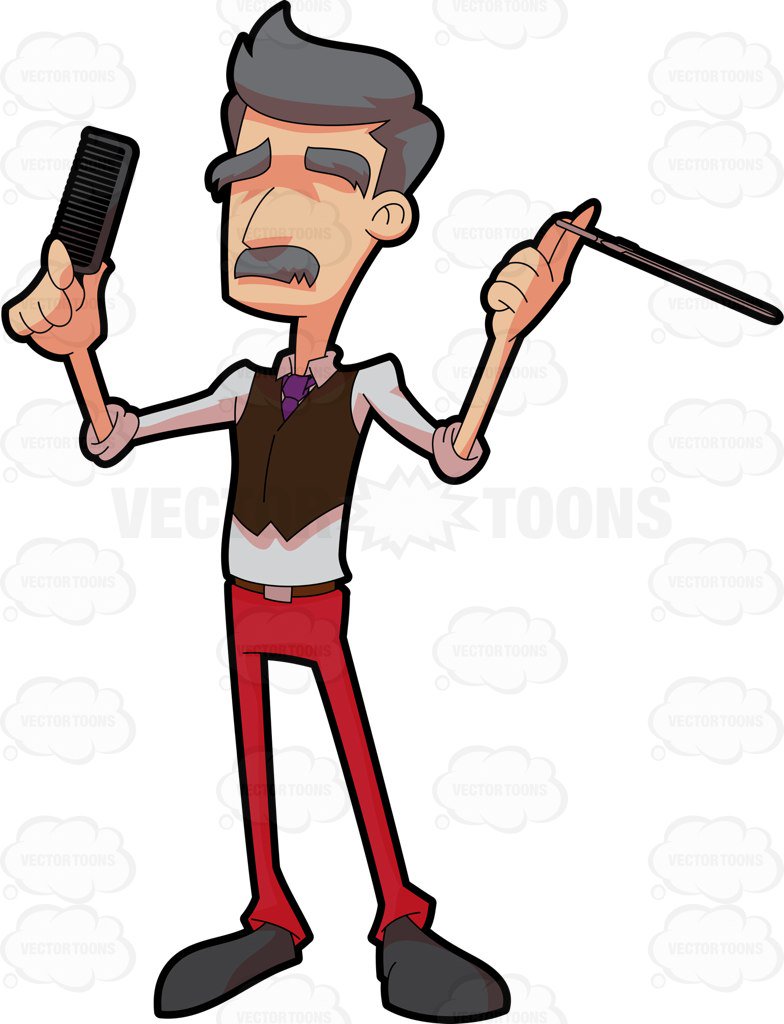 784x1024 A Senior Hairstylist Of A Hair Salon Clipart By Vector Toons