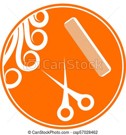 437x470 Hairsalon. Haircut Icon Or Hair Salon Symbol.