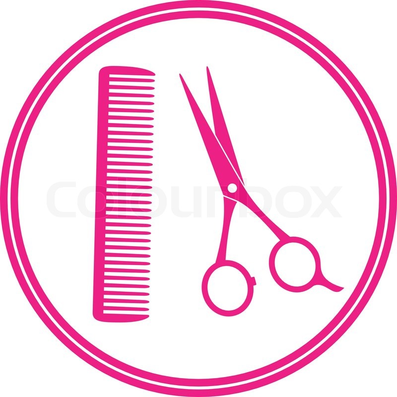 800x800 Round Icon Of Hair Salon With Scissors And Comb On White