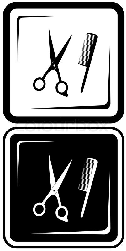 402x800 Scissors And Comb. Hair Salon Vector Symbols Stock Vector