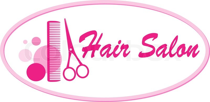 800x391 Beauty Hair Salon Signboard With Pink Scissors And Comb Stock