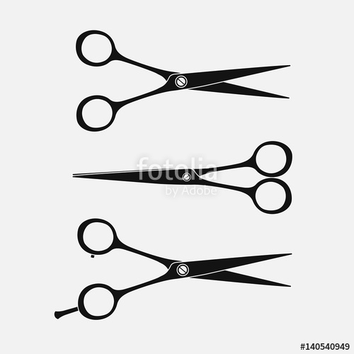 500x500 Set Of Hairdressing Scissors. Silhouettes Of Scissors. Vector