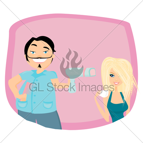 500x500 Funny Vector Cartoon Hair Stylist Gl Stock Images