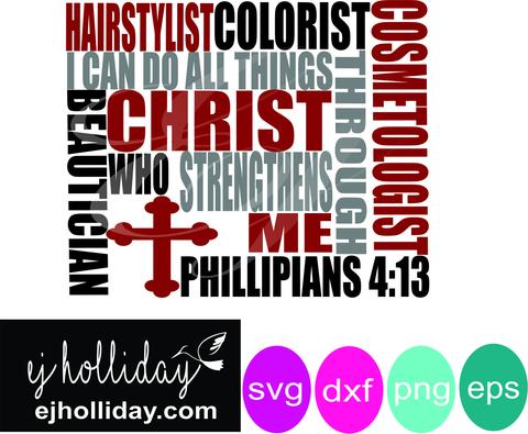 480x395 I Can Do All Things Hairstylist Svg Dxf Eps Png Vector Graphic