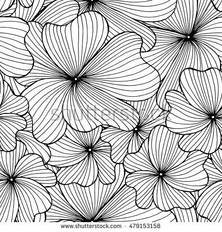 450x470 Abstract Monochrome Sketch Floral Seamless Pattern. Hair Pattern
