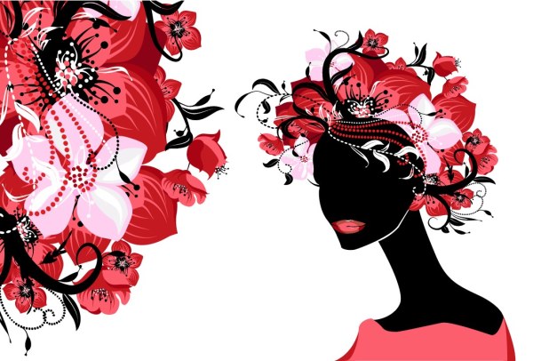 600x406 Girl Hair And Flower Vector 2 Eps Format Free Vector Download