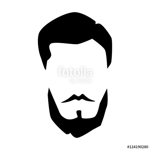500x500 Hipster Detailed Hair And Beards Set. Fashion Bearded Man. Long