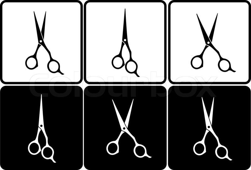 800x543 Set Of Isolated Black And White Professional Scissors In Frame