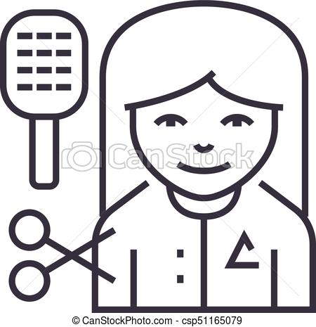 450x465 Hairdresser Vector Line Icon, Sign, Illustration On Background