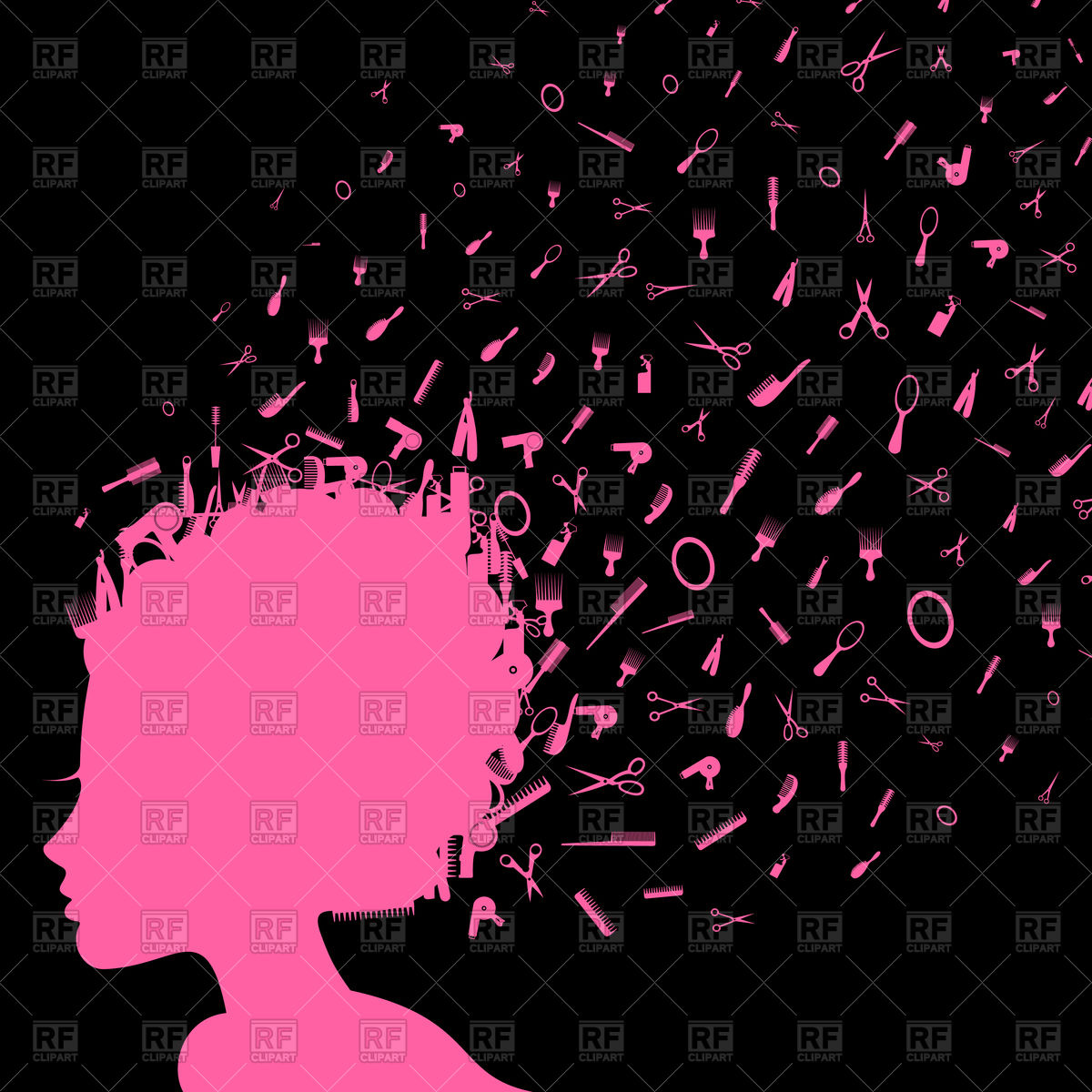 1200x1200 Fashion Background With Tool Of Hairdresser Vector Image Vector