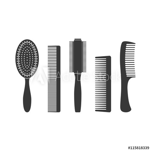 500x500 Hair Combs And Hairbrushes Set Icons Isolated On A White