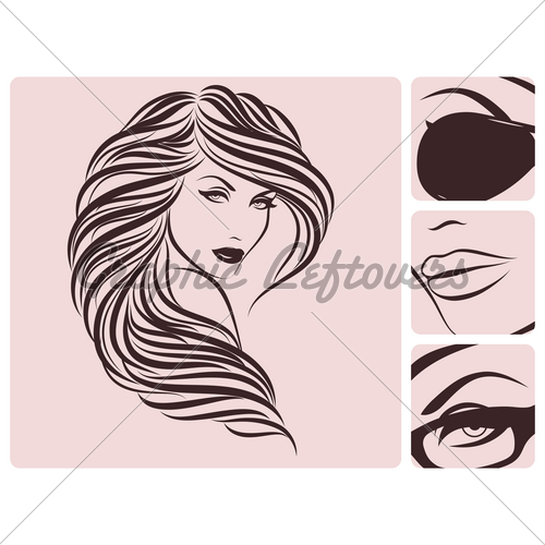 500x500 Long Curly Hairstyle Vector Illustration. Gl Stock Images