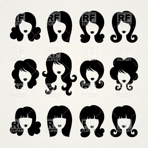 500x500 Silhouettes Of Women Hairstyles Vector Image Vector Artwork Of