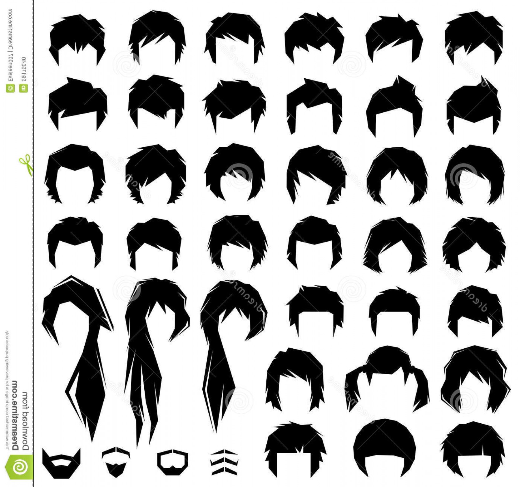 1665x1560 Stock Illustration Hair Vector Hairstyle Woman Man Silhouette