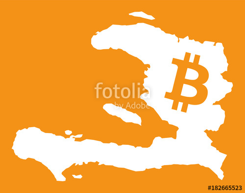 500x393 Haiti Map With Bitcoin Crypto Currency Symbol Illustration Stock