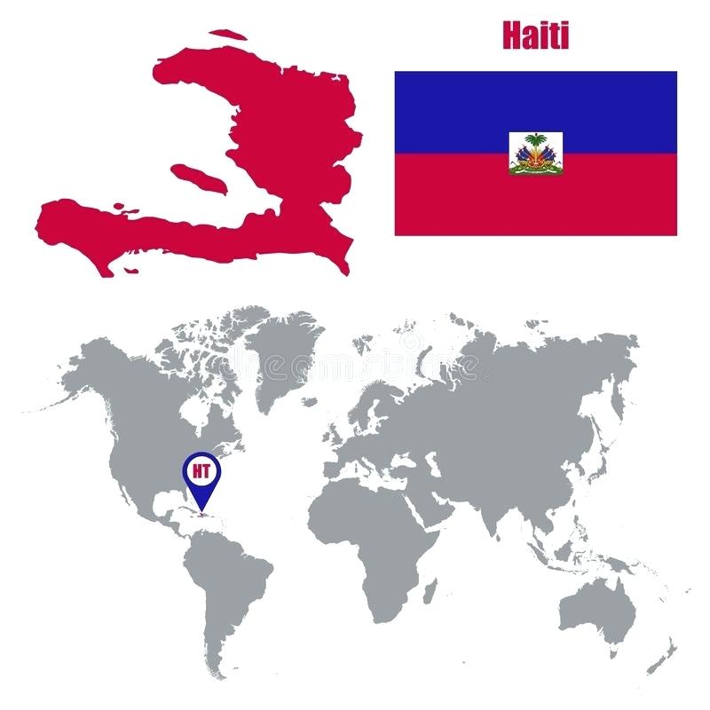 800x800 World Map On A With Flag And Pointer Vector Haiti Located