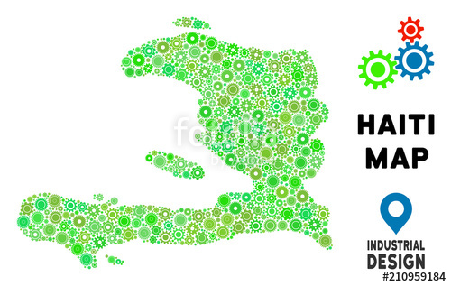 500x317 Gear Haiti Map Mosaic Of Small Wheels. Abstract Territory Plan In