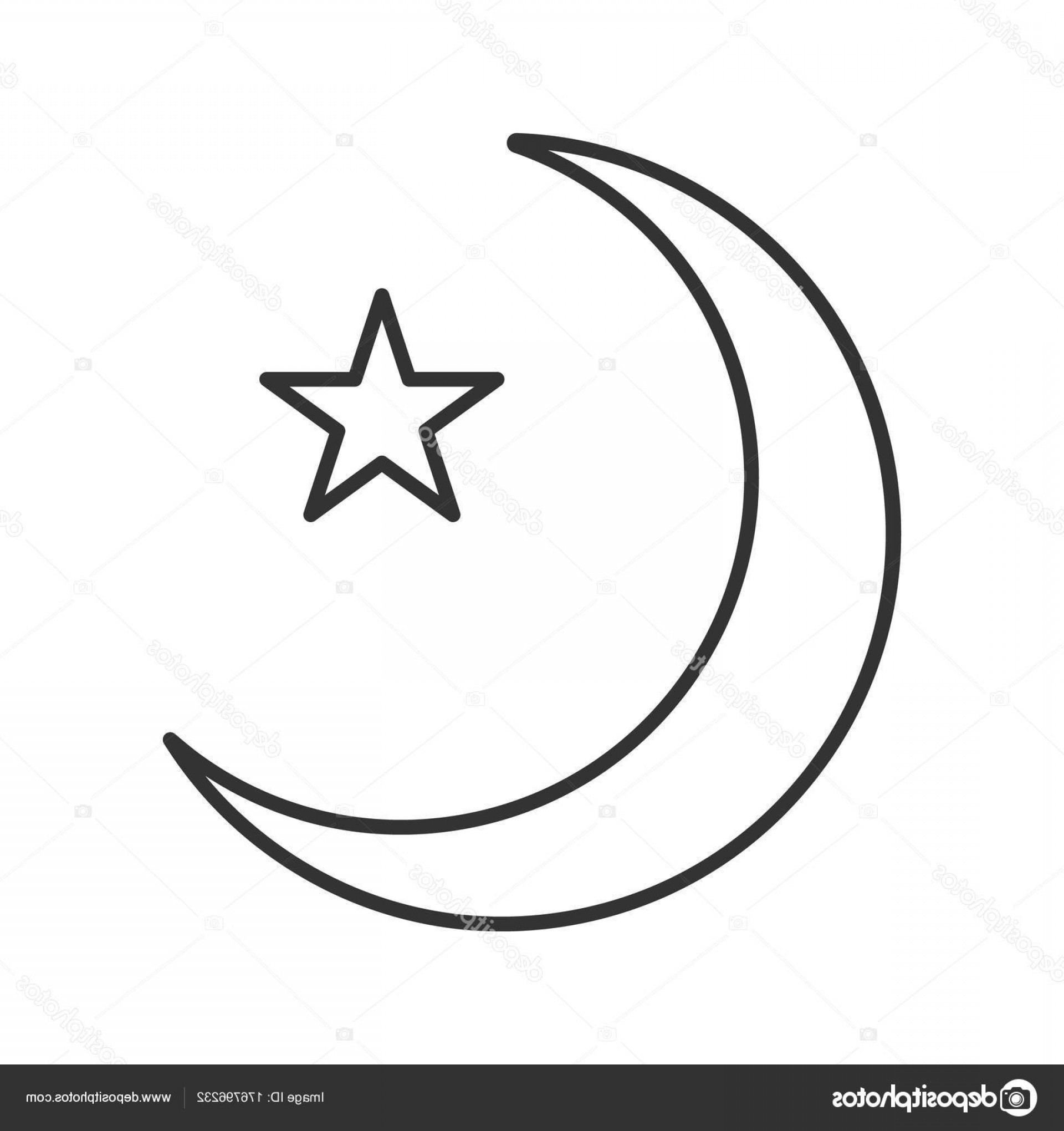 1920x2040 Stock Illustration Star Crescent Moon Linear Icon Lazttweet